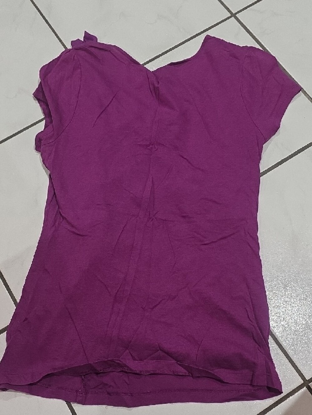 Apt. 9 Magenta Ruffle V-Neck Short Sleeve Top - Picture 3 of 3